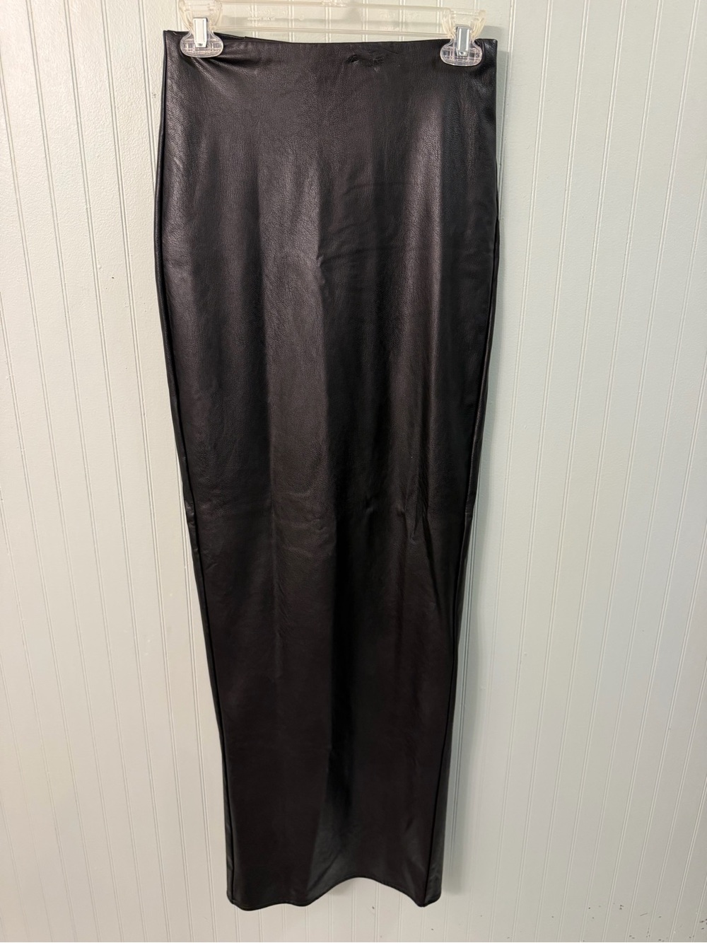 Black Faux-Leather Straight Leg Pants